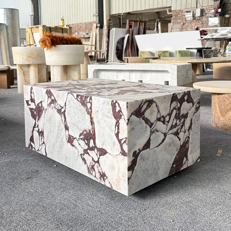 product luxury natural customized calacatta viola marble coffee side table paia stone furniture coffee table low plinth living room-3