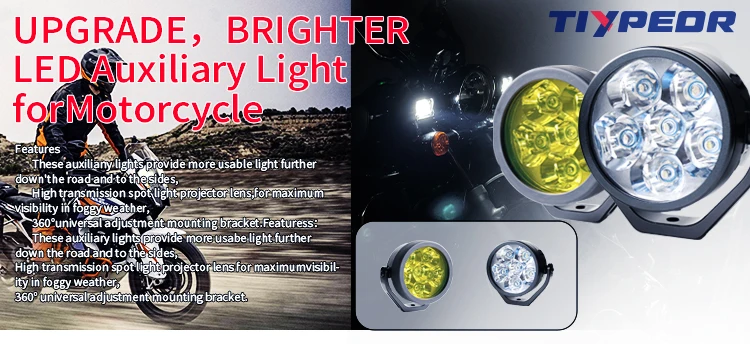 TIYPEOR Motorcycle External Led Spotlight LED Headlight for Motorcycle Fog Lamp Auxiliary Lights for Motorcycles with Switch supplier