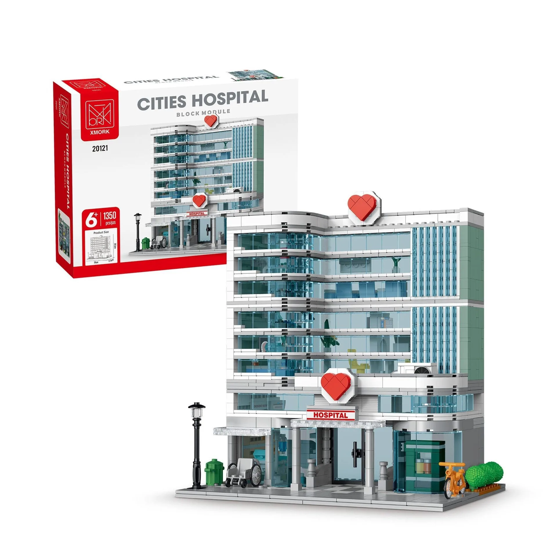 Hot Selling Cities Hospital Building Block Set Moc Street Scene Assembling Particle Blocks & Model Building Toys Gift for Kids