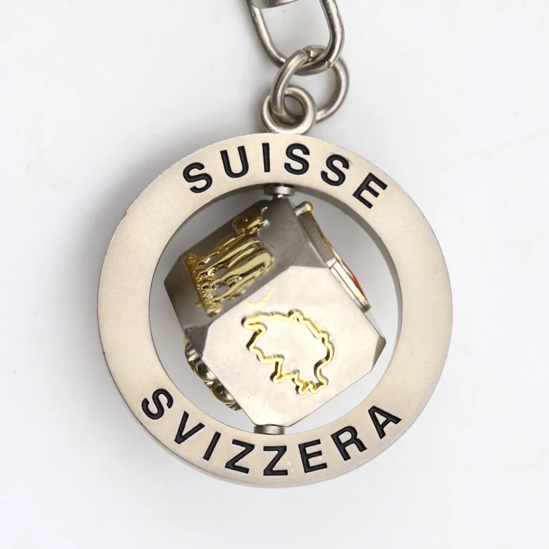 Customized Promotional Different Shape 3D Dice Metal Rotate Keychain