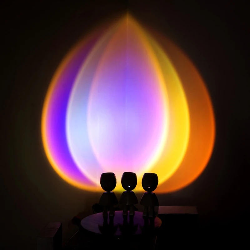 
 Оптовая продажа с Фабрики Декоративные Атмосферу RGB фотографического Робот игрушка для собак-светильник для спальни, закат Радужный проекционный СИД настольная лампа  