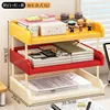 Three-tiered book and file shelf [cream red, yellow]
