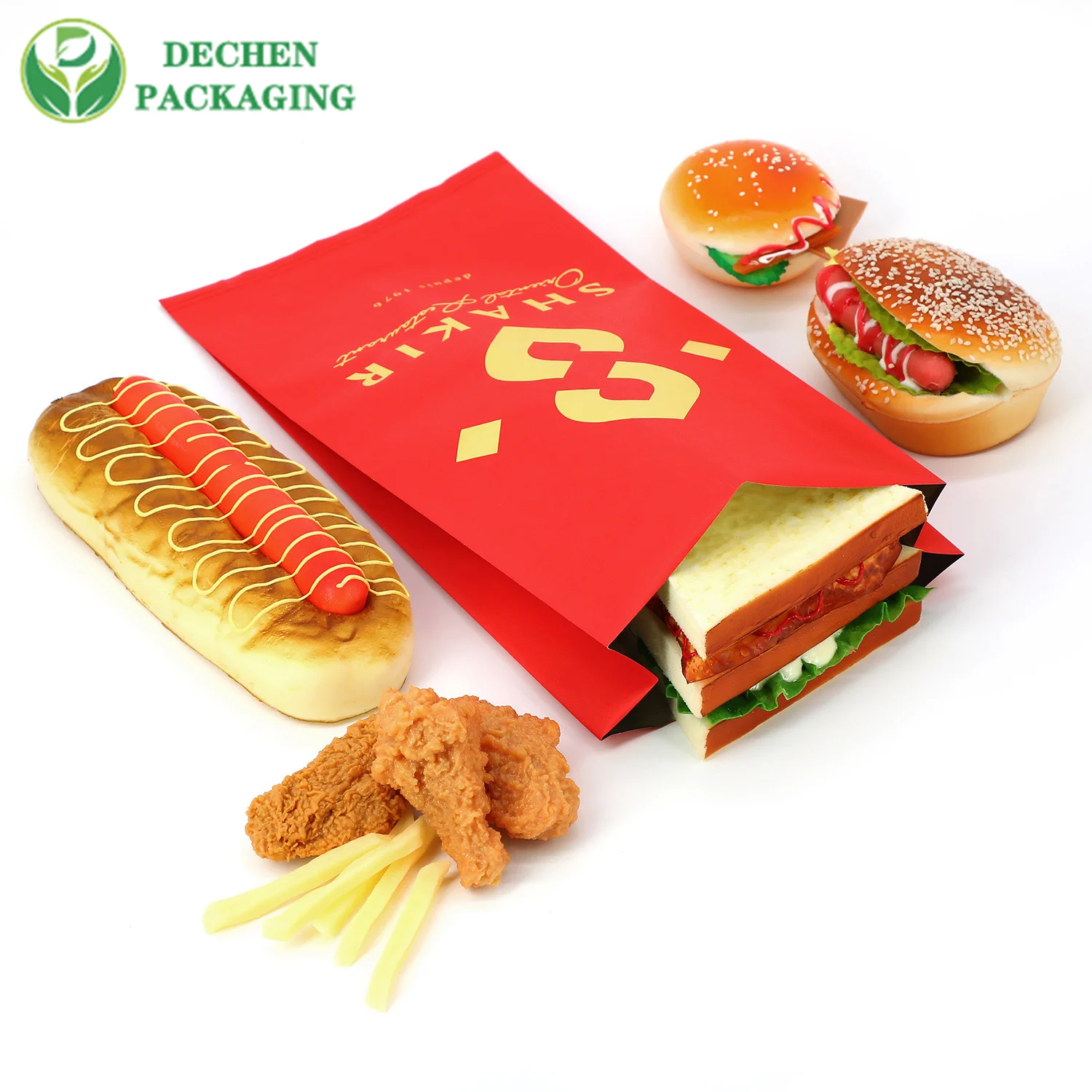 Bolsa de papel para barbacoa de grado alimenticio para hamburguesas Bolsas de grasa forradas con papel de aluminio
