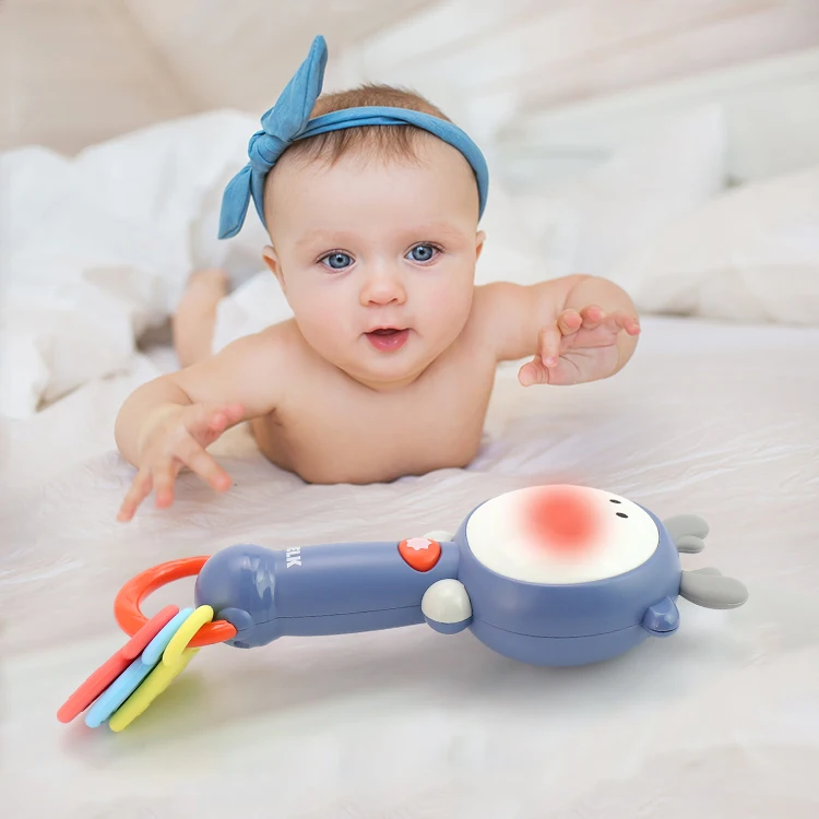 Kidewan No-toxic Silicone Baby Teether Toys Elk Rattle Music Wand With Music For Kids Infant