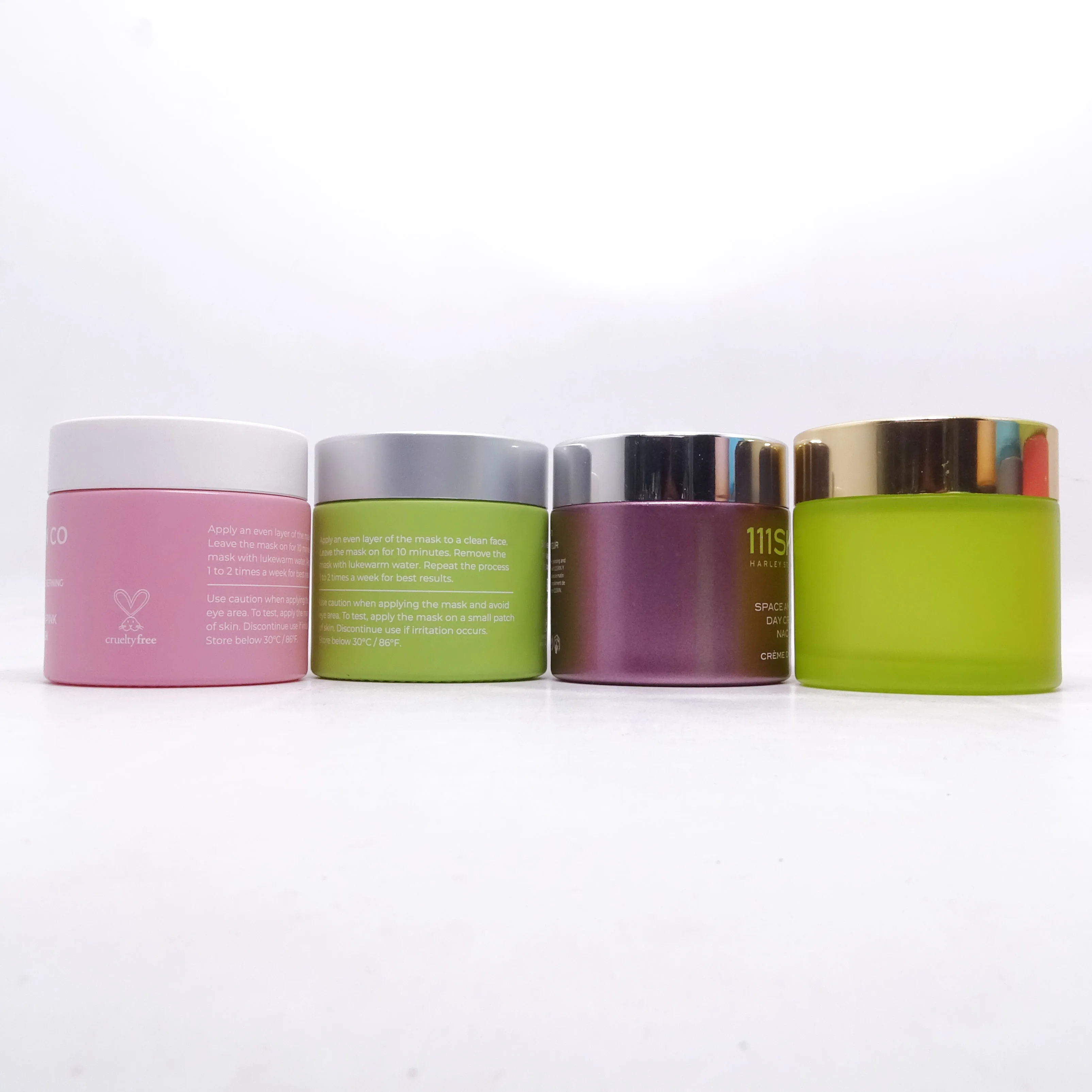 High quality 50g clear custom pink cosmetic glass jar beauty containers cream jar glass with white plastic lid