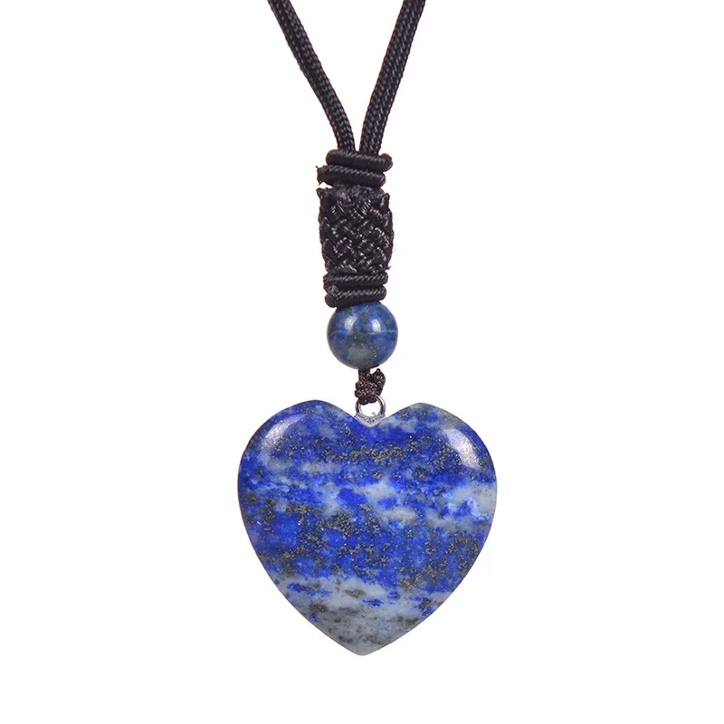 New Design Vintage Natural Stone Heart Shape Pendant Necklace Natural