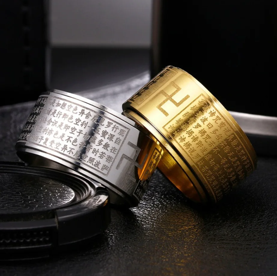 Star Cross Border Explosive Accessories Titanium Steel Jewelry Ring Can Rotate Stainless Vintage Style Swastika Men's Finger