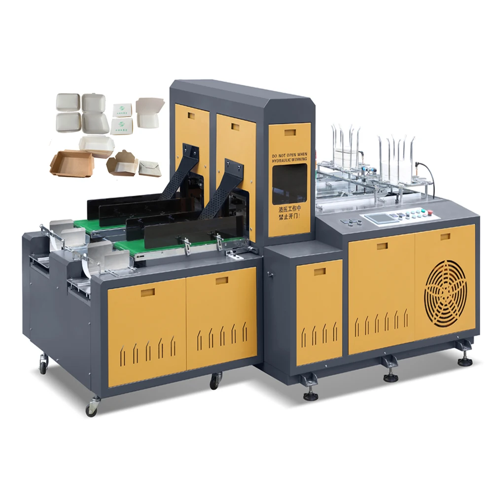 China Food Take Away Biodegradable Recycle Paper Lunch Box Manufacturing  Machine Fully Automatic Paper Lunch Box Making Machine