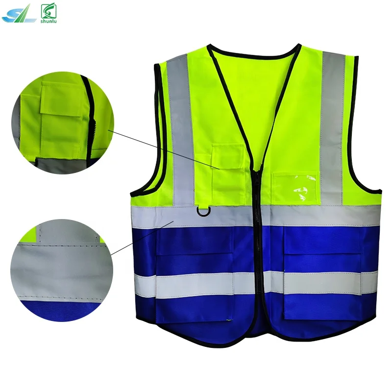 High Visibility Reflective Strips Vest Waistcoat Traffic Worker Site Safety LC 