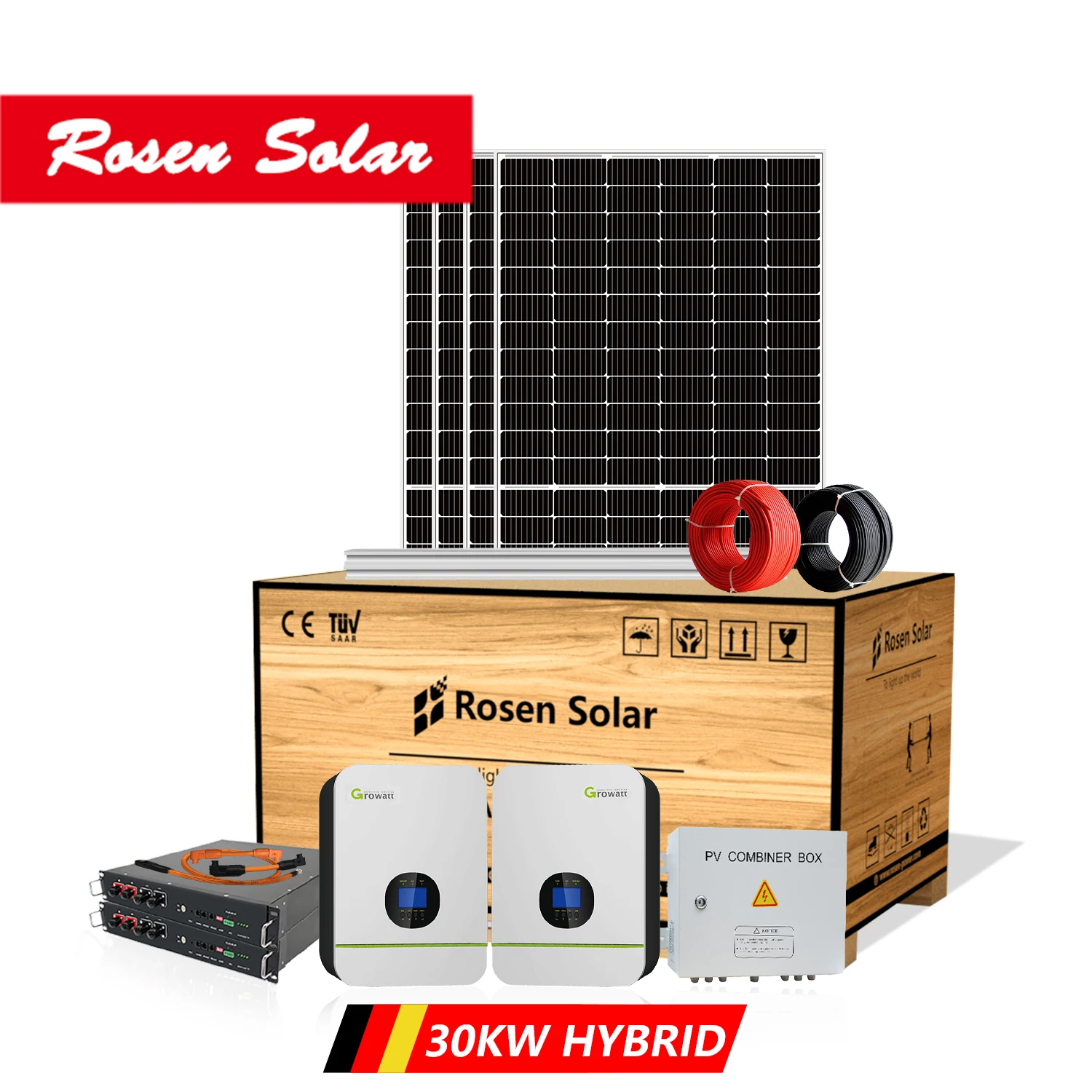 Battery Solar System 20kw 30kw Hybrid On Grid System Three Phase With Lithium Pack