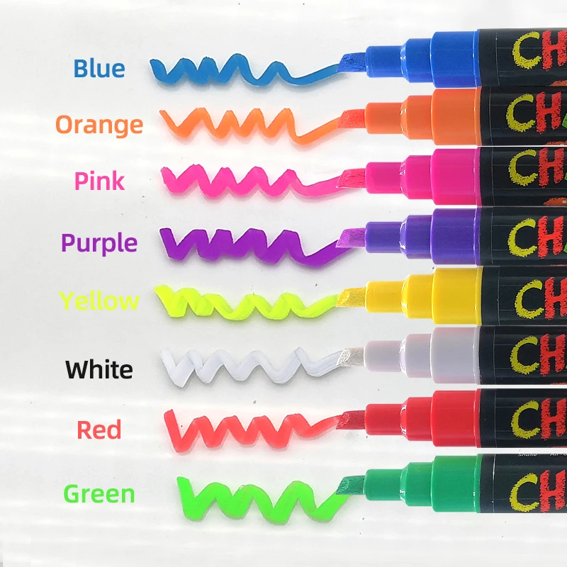 Buy Wholesale China 8 Pack Chalk Marker Pen Dry Erase Markers 6mm  Reversible Bullet & Chisel Tip Fluorescent Markers & Dry Erase Markers at  USD 3.2