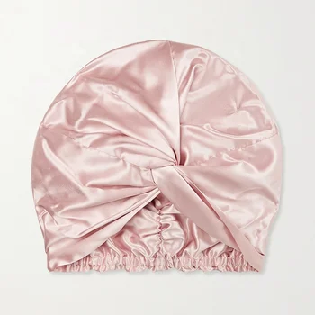Custom logo Women Silk Sleeping Hair night caps Double Layer 100% mulberry silk turban