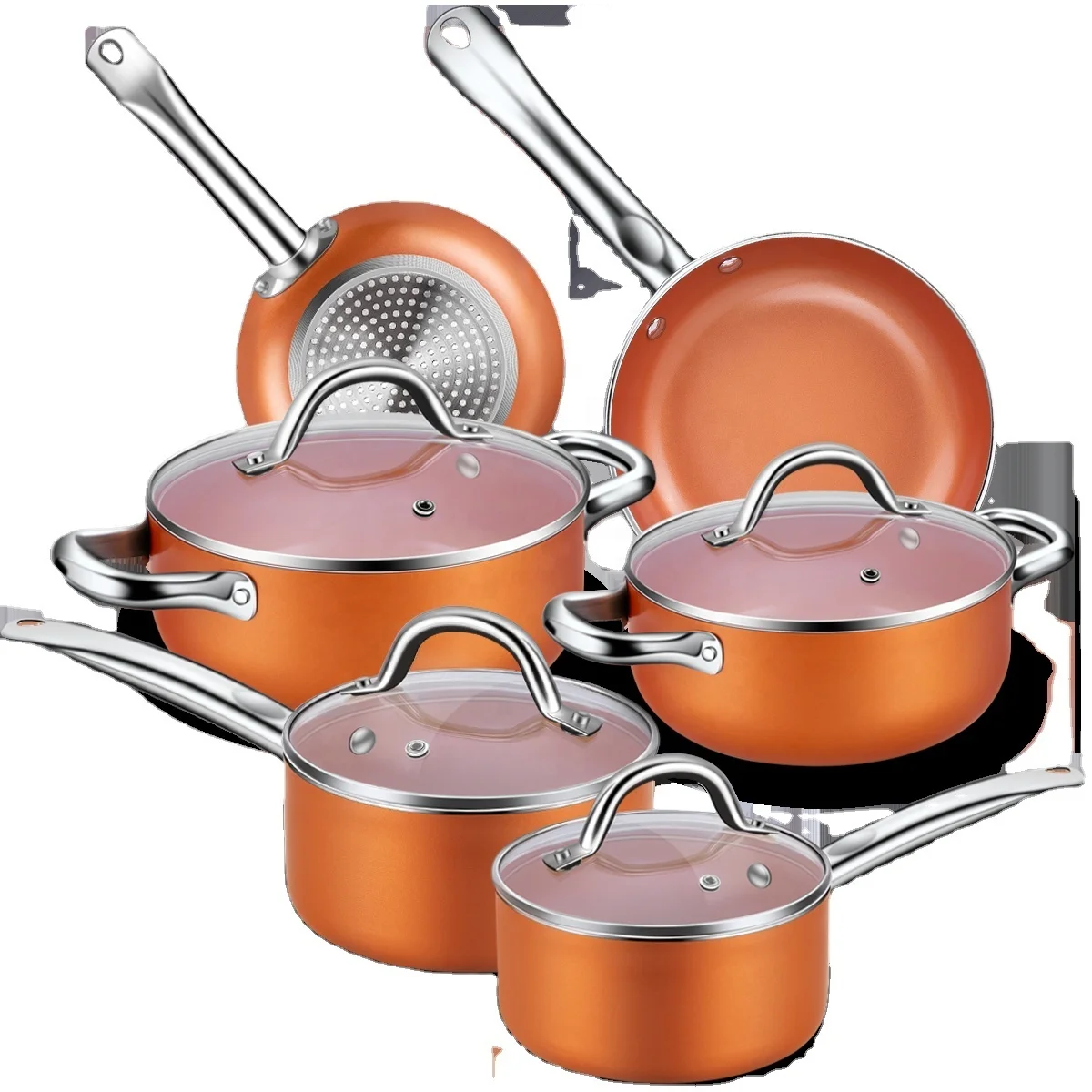 orange pot and pan set