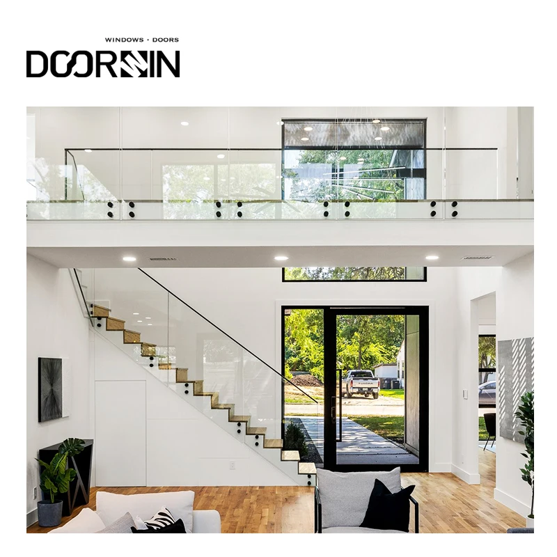 Doorwin Residential Dallas Project Balcony Durable U Channel Staircase Aluminum Glass Railing