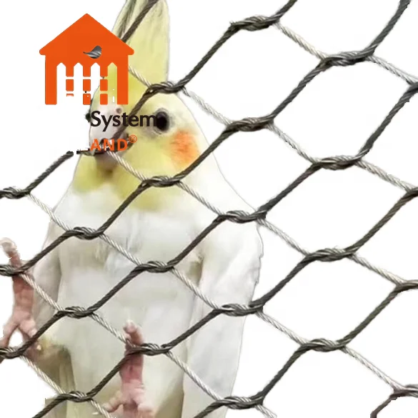 Hot Sale High Quality Stainless Steel Wire Rope Mesh Net Diamond-Shaped  Bird Cage Parrot Zoo Screen Woven Plain Aviary Mesh