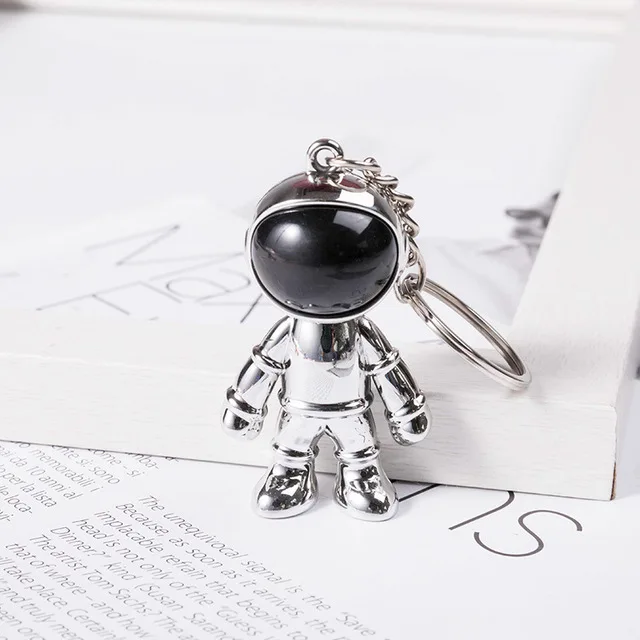 Wholesale 3D Three-dimensional Astronaut Robot Spaceman Keychain Colorful ABS Keyring Bag Car Keychain Pendant