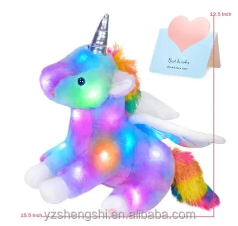 CE EN71 Luminous Stuffed Rainbow Koala Elephant Cat Unicorn Glow Plush Toys with LED Night Music Lights Lullabies Gifts for Kids