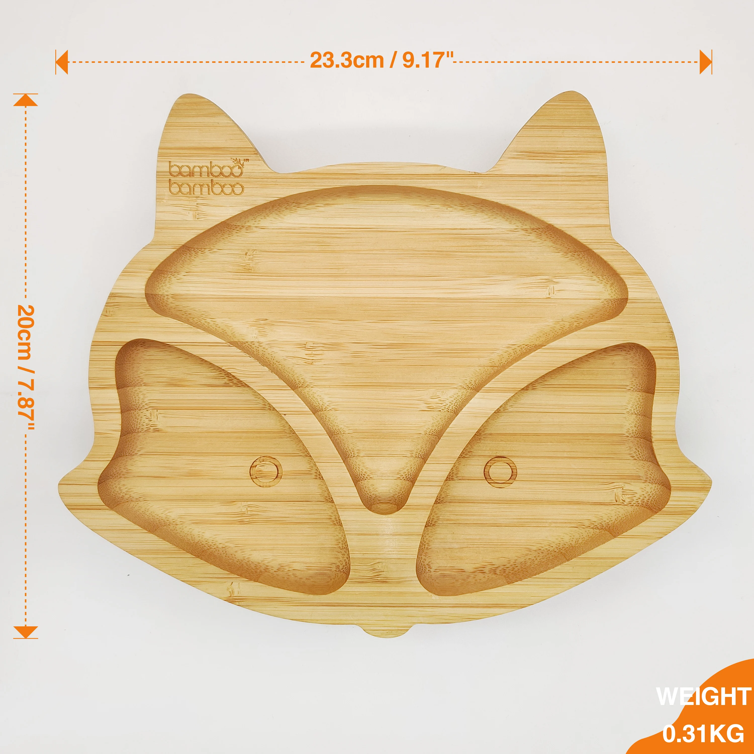 Cute Fox Tableware Babies Learn to Eat Silicone Baby  Feeding Set Bamboo Baby Plate  with Spoon