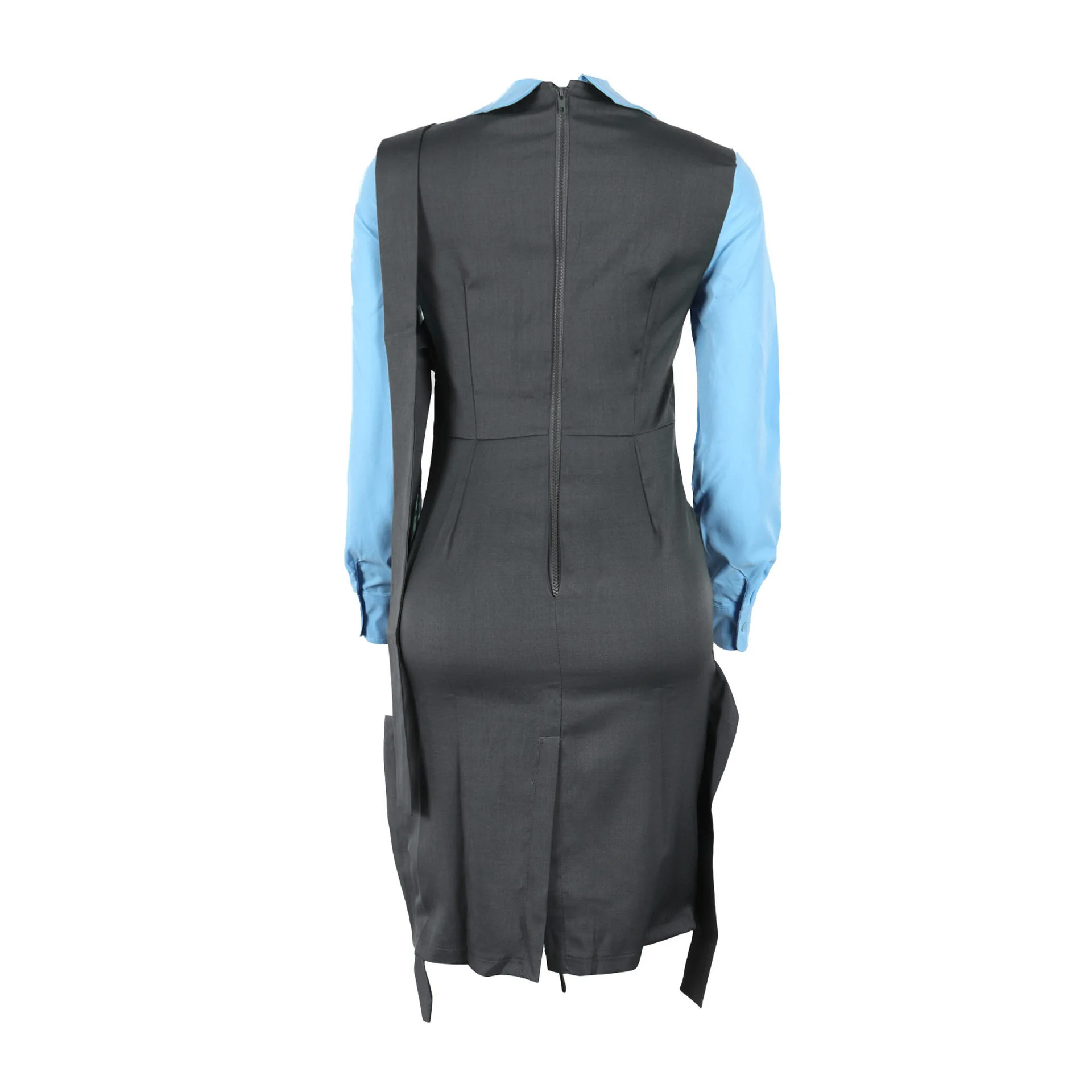 Women's False Two-Piece Peter Pan Collar Sheath Shirt Dress Asymmetrical  Strap Office Dresses Sehe Fashion
