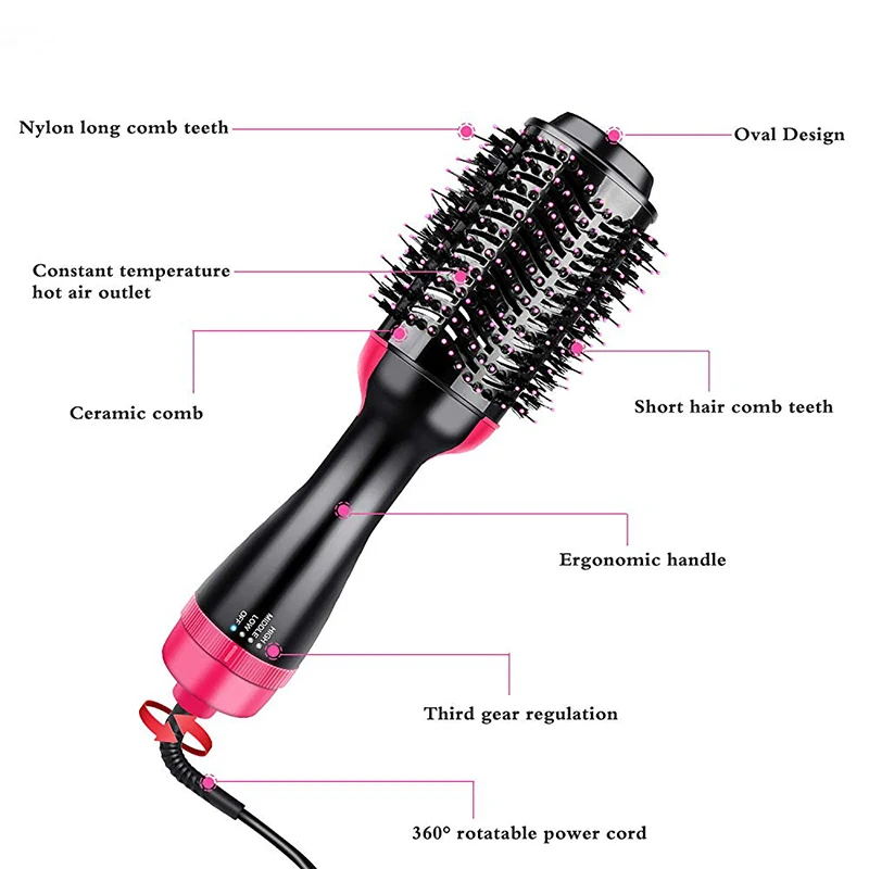 hot air spin brush air comb hair dryer one-step hot air brush styler