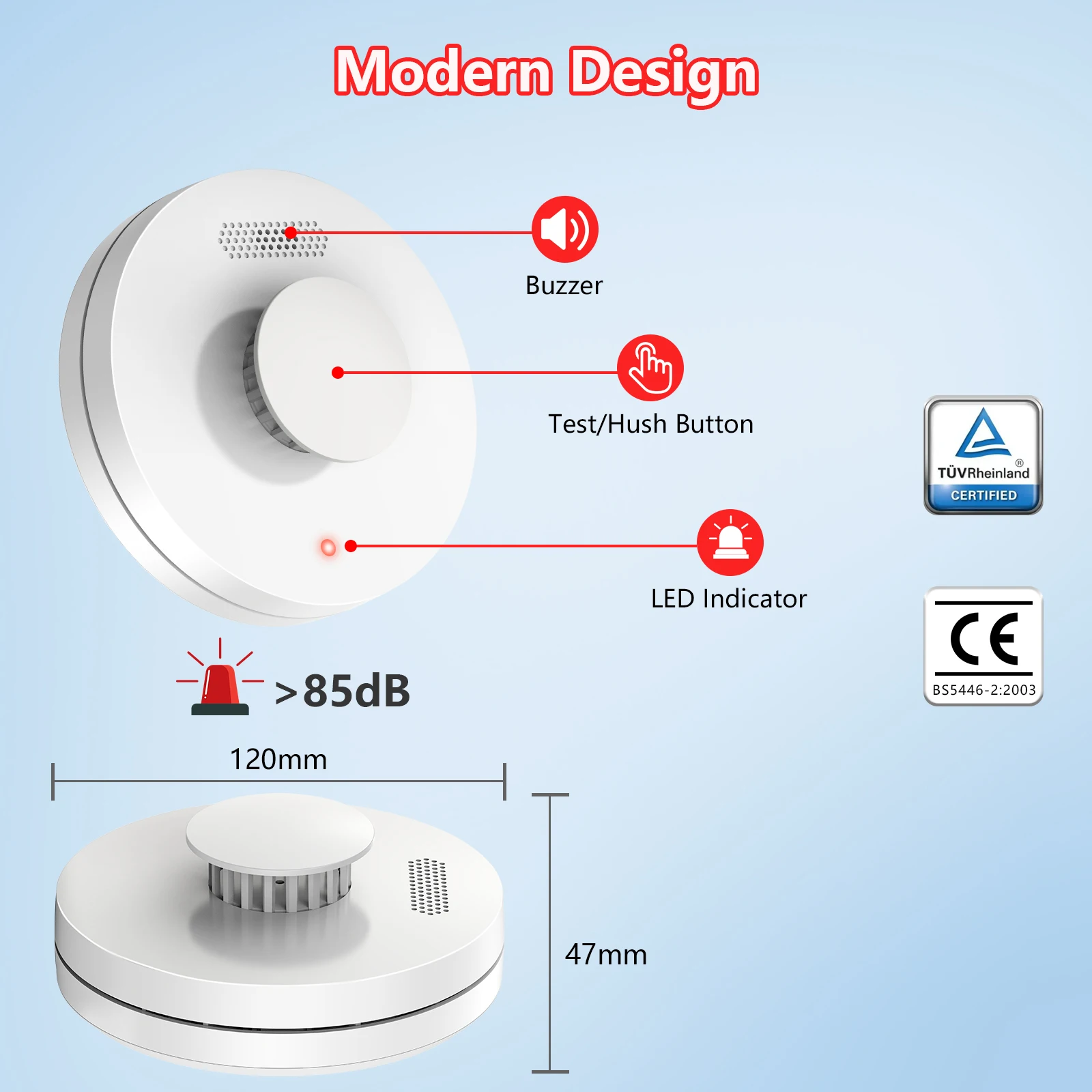 Volcano As3786,En14604 Wireless Interlinked Smoke Alarms Interconnected