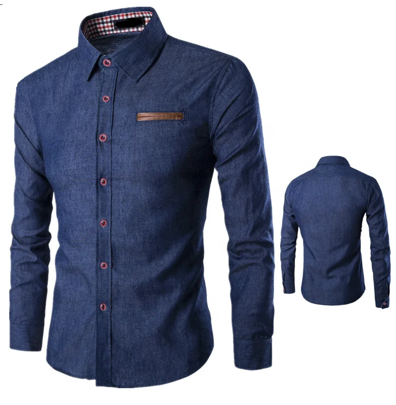 Fashion Slim Jeans Men's Shirts High Quality Casual Long Sleeve Shirt