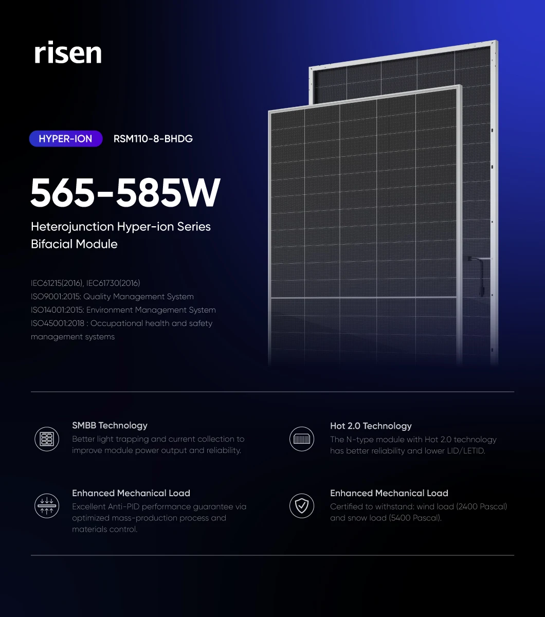 Risen Commercial Mono PERC Solar Panel 565W 570W 580W 585W Mono ...