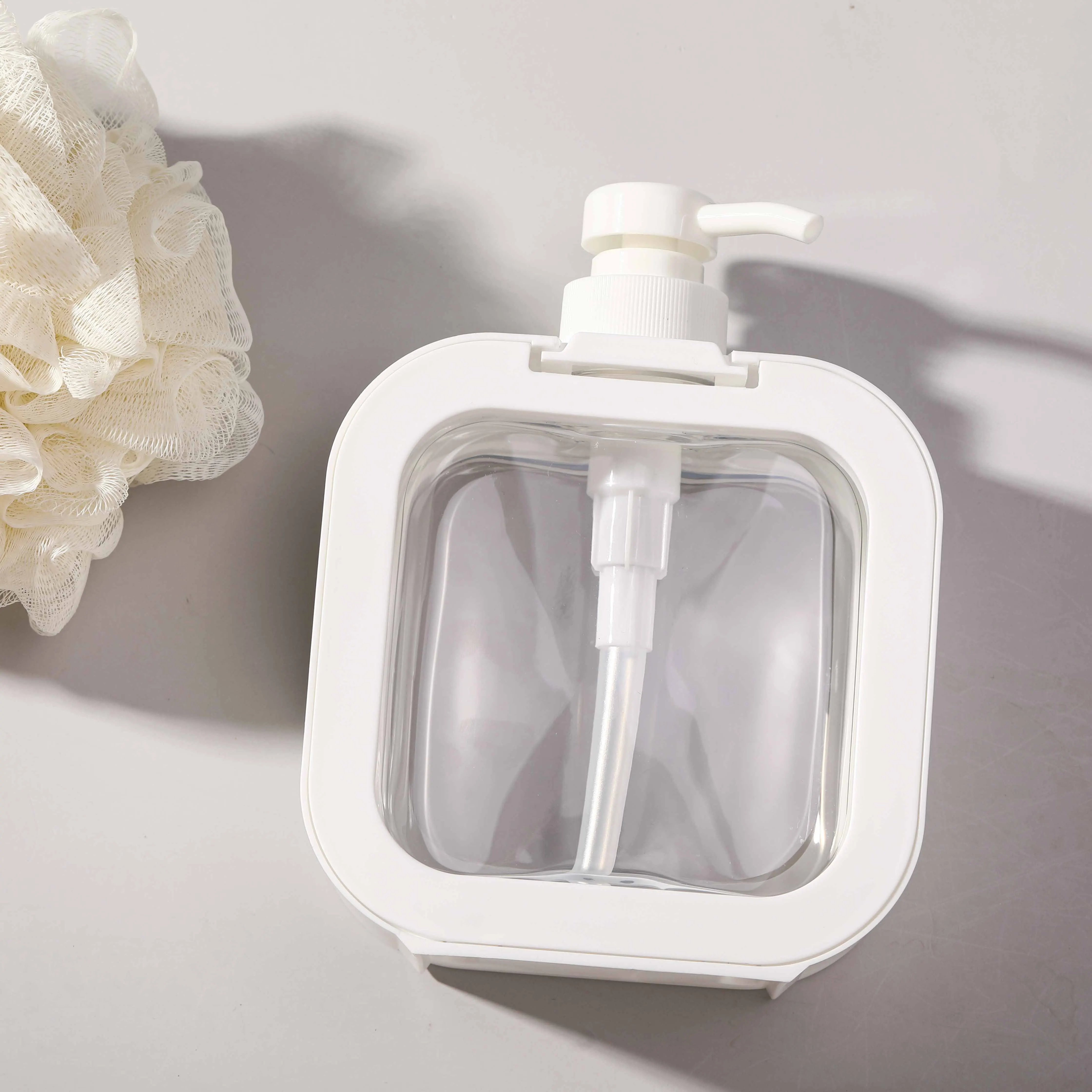 500ml Square White Shaped Liquid Soap Bottles Plastic Cosmetic