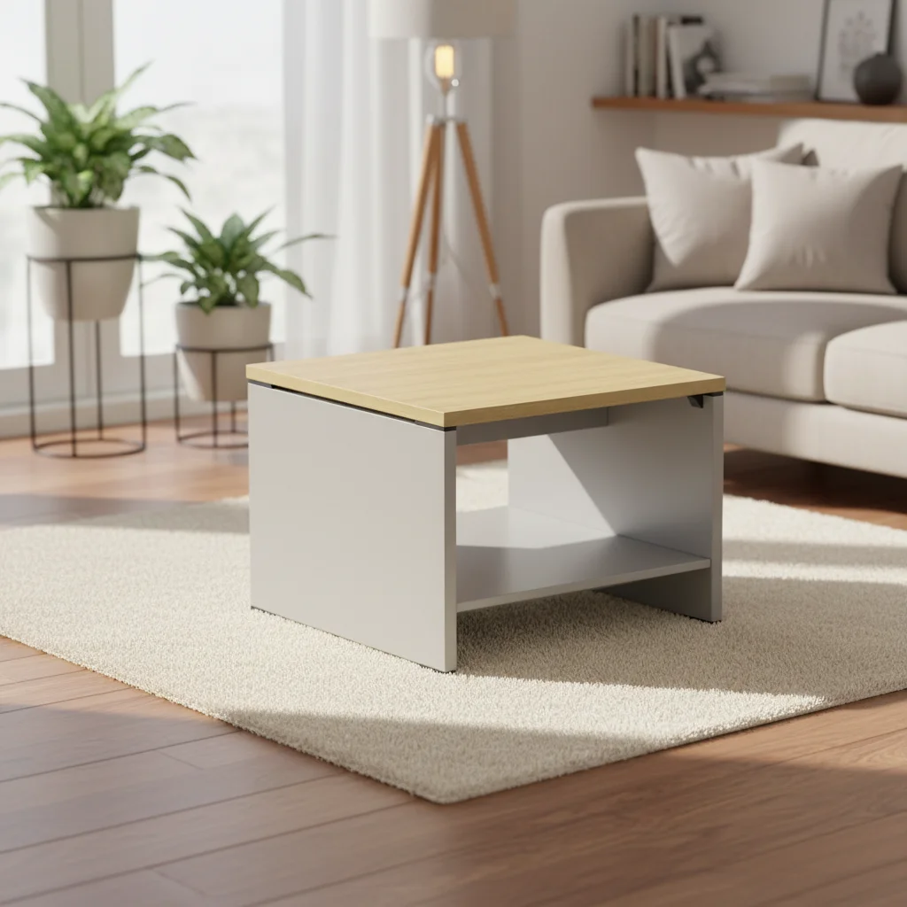Modern Foldable Convertible Automatic Rectangle Coffee Table Wood Connection System Living Room Furniture Center Decor Piece 4