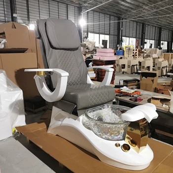 NailFengShengSalon Furniture Equipment White Golden Electric Reclining Massage Manicure Foot Spa Luxury Pedicure Chairs