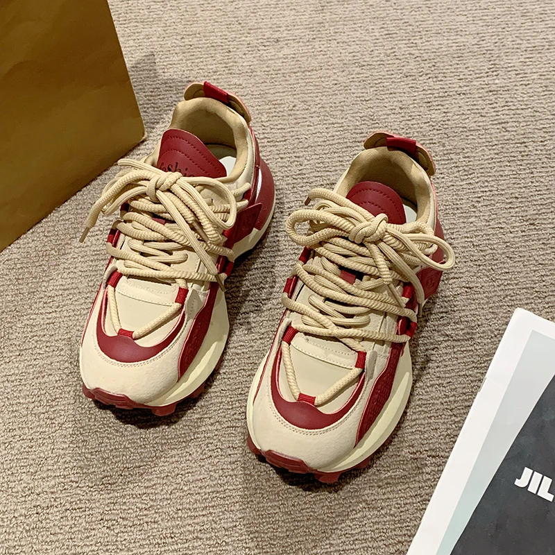 High Platform Chunky Sneakers For Women Breathable Waterproof, Oem