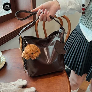 Patent PU Bear Charm Sac a Main Women's Tote Bags Bucket Bag Fashion Purses and Handbags Female 2026