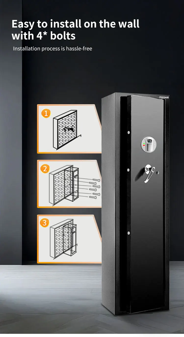 CEQSAFE American New Style Fireproof Storage Boxes Metal Biometric Gun Safe Cabinet for Sale details