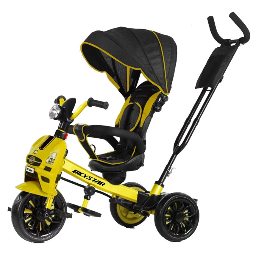 2021 Yimei New Girl 4in 1 with Musical Wholesale Price Foldable Baby Tricycle Trike Stroller Bike with Canopy for One Year Baby