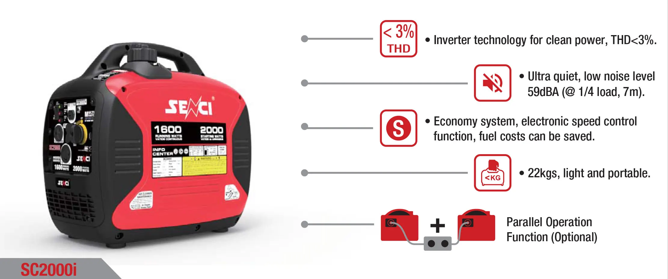 Senci Small Quiet Inverter Generator 3KW 3000W 240V 230V Portable Silent Generators Petrol Electric Generator