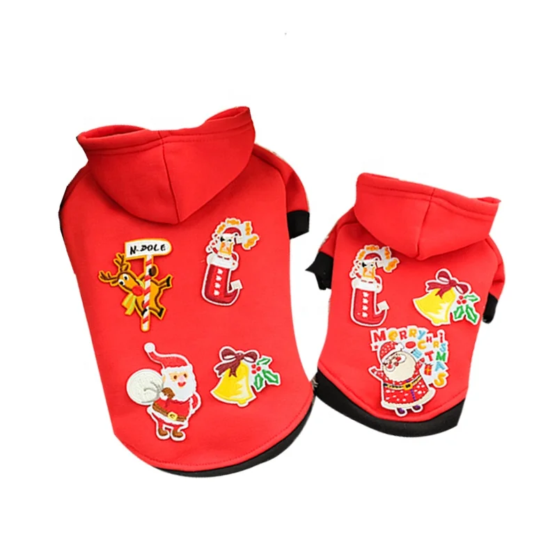 Зима теплая одежда для собак Рождество принт хлопок вышивка