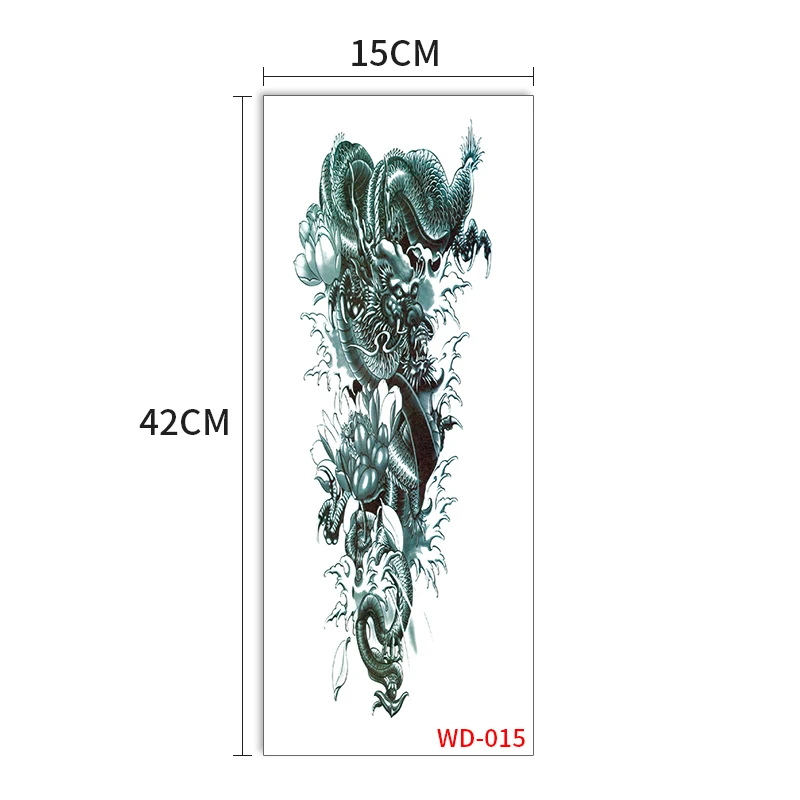 Eco-friendly 3D 4D 5D Colorful Black Eagle Dragon Tattoo Sticker Design Temporary Full Arm Sleeve Print for Men and Women