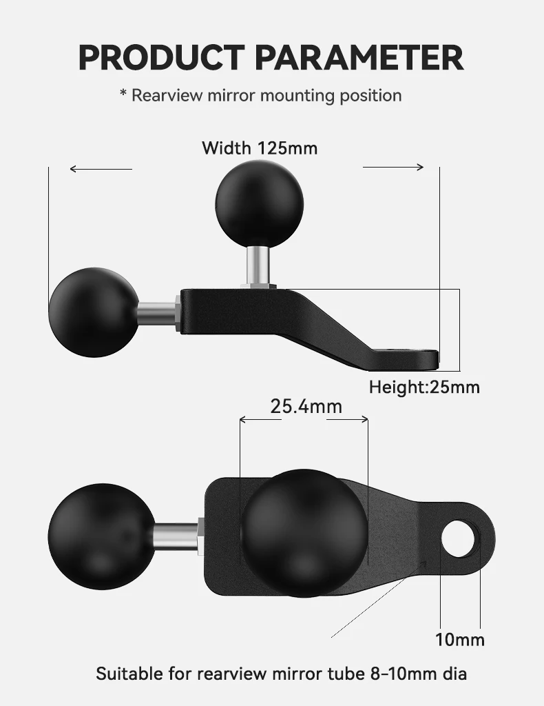 Aluminum Alloy Strong Wear Resistant 25mm Standard M6 Double Ball Head Base For Motorcycle Phone Holder Phone Mount Grip factory