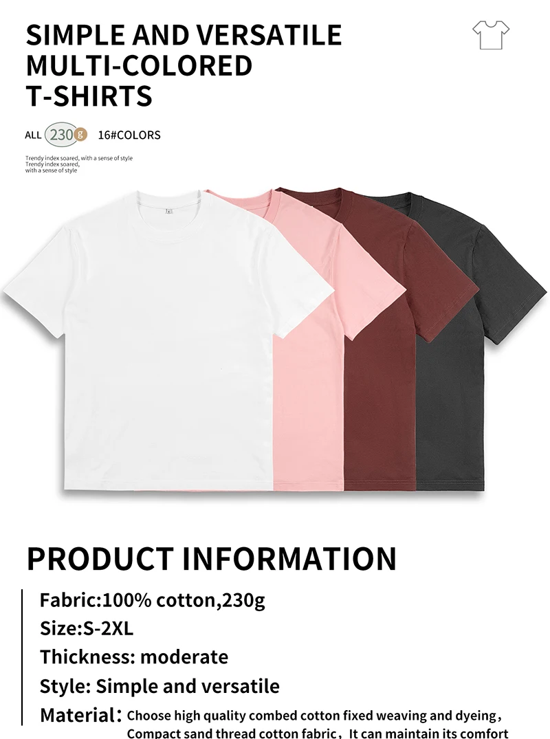 Wholesale Unisex Versatile Blank 100% Cotton Tshirt Custom High Quality ...
