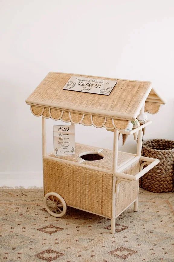 Уникальная детская тележка для мороженого из ротанга ручной работы кухонный игровой набор детей 100% безопасность сделано во