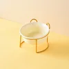 White Single Bowls with Gold Stand