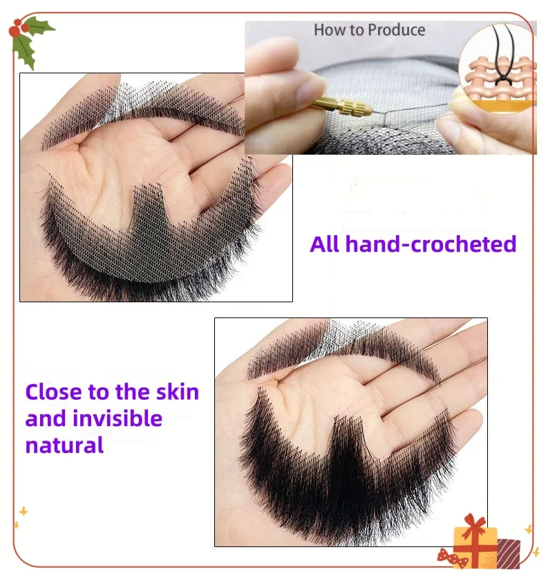 Herren Kunst haar Bart Percke Echthaar Bart Prop Paste Make-up Schnurrbart  und Brte fr Mnner