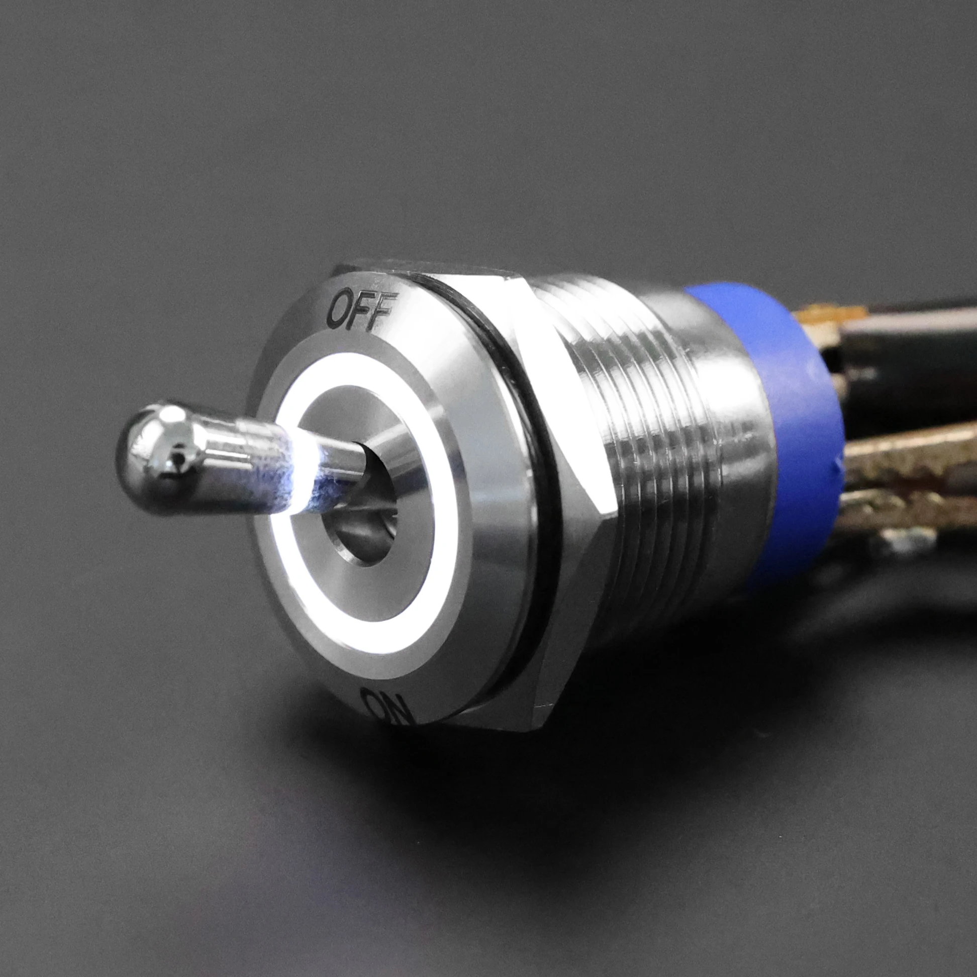 Langir Round Illuminated Metal Toggle Switch Waterproof IP67 19mm LED Toggle on OFF Switch for Car Boat Motor Automotive