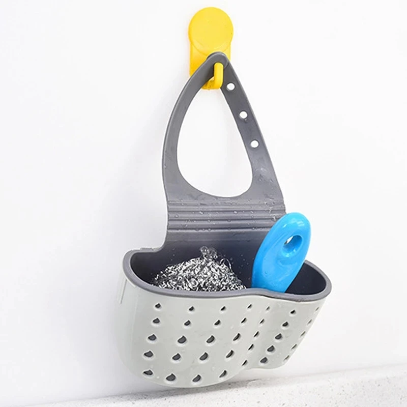 1PCS Home Storage Drain Basket Kitchen Sink Holder Adjustable Soap Sponge  Shlf Hanging Drain Basket Bag Kitchen Accessories