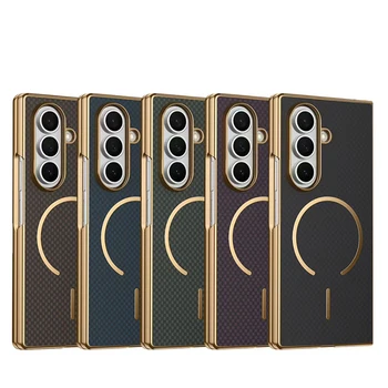 Front Glass Magnetic PU with Electroplate PC Folding Phone case for Samsung Z Fold 7 case