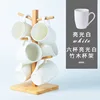 Glossy white 6-piece bamboo and wood cup holder