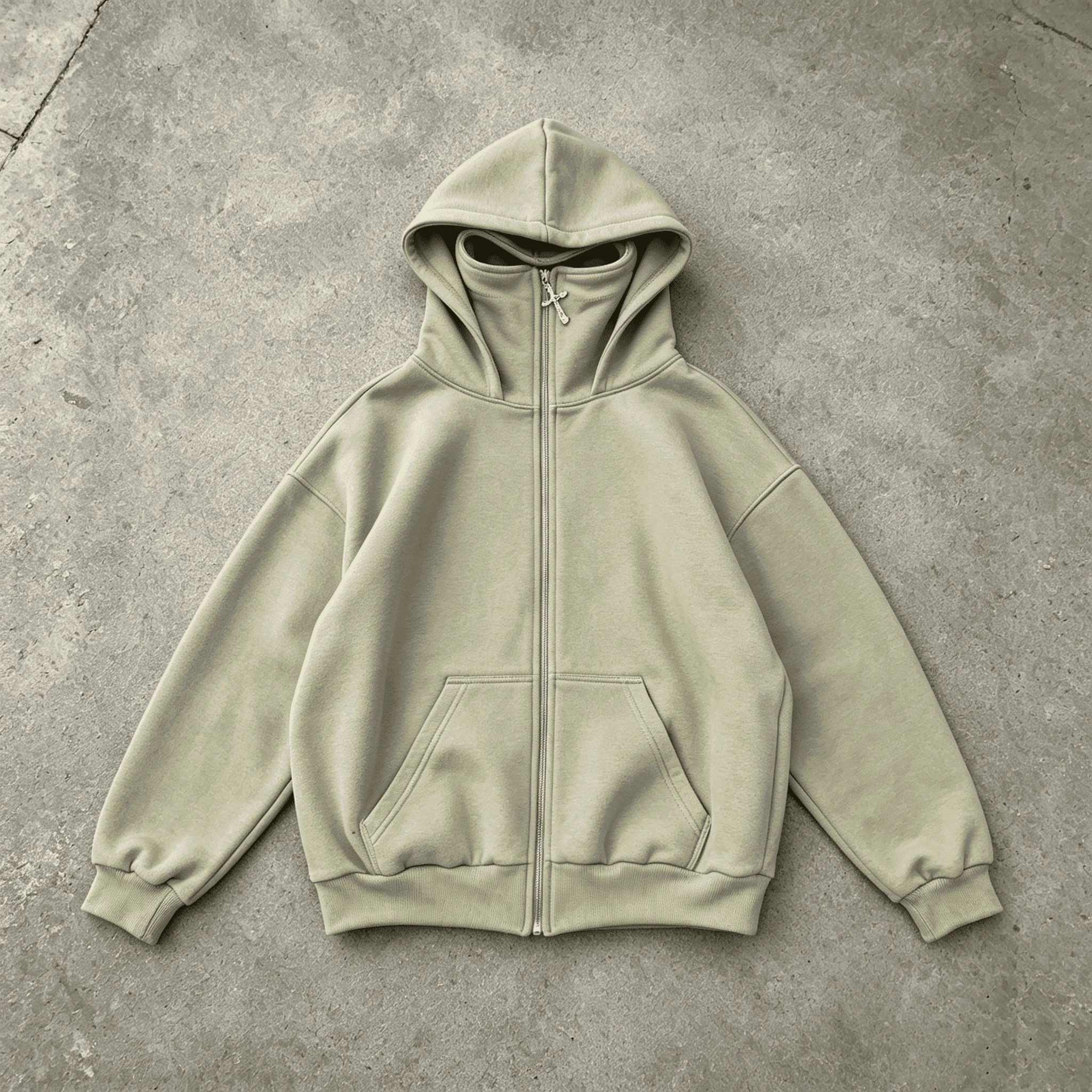 OEM ODM Custom Logo Heavyweight Washed Mens Oversized Streetwear Cross Full Zip Hoodie gallery 7