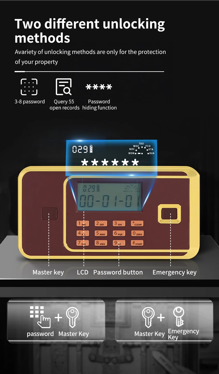 CEQSAFE Electric Security Digital Fireproof Combination Safe Box Lock for Home details