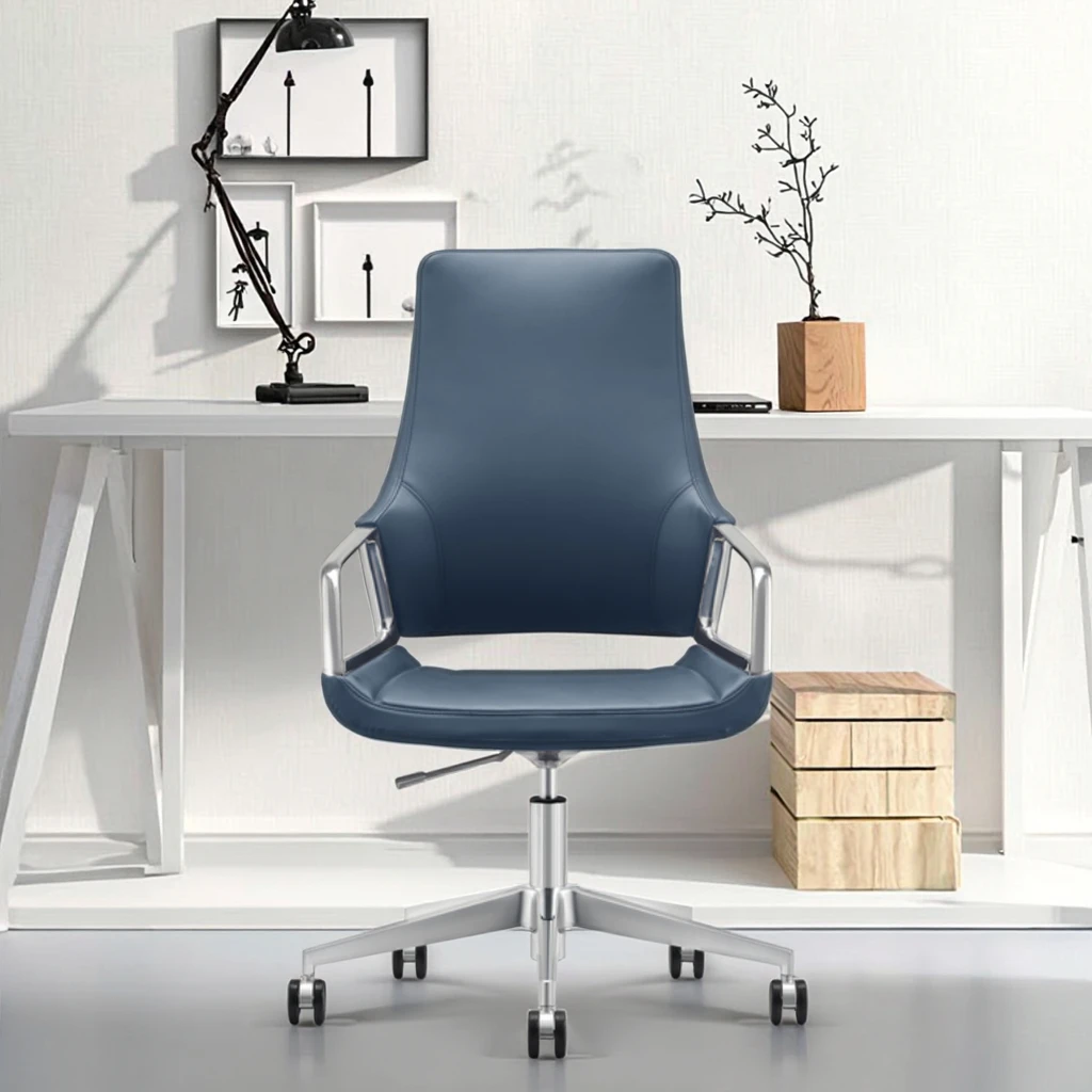 Modern Office Swivel Chair Manual Tilt Adjustment Frosted Aluminum Base Commercial Workstation Furniture 5