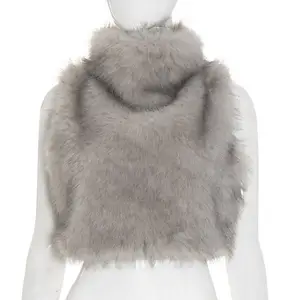 Dropshipping 2026 Fall Winter New Popular Fashion Crop Top Women Tank Tops Fur Plush Vest